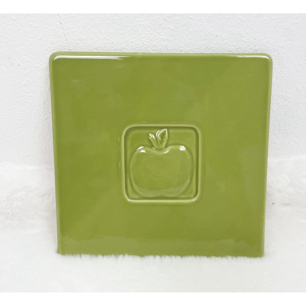 Chantal Apple Ceramic Trivet Green Tile Vintage Kitchen Decor